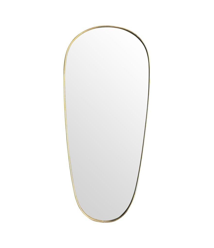 Mid-Century Modern Large Orignal 1960s Italian Shield Mirror with Lovely Oval Shaped Brass Frame