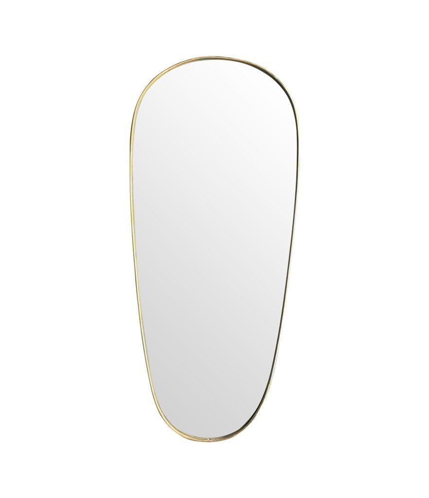 Mid-20th Century Large Orignal 1960s Italian Shield Mirror with Lovely Oval Shaped Brass Frame