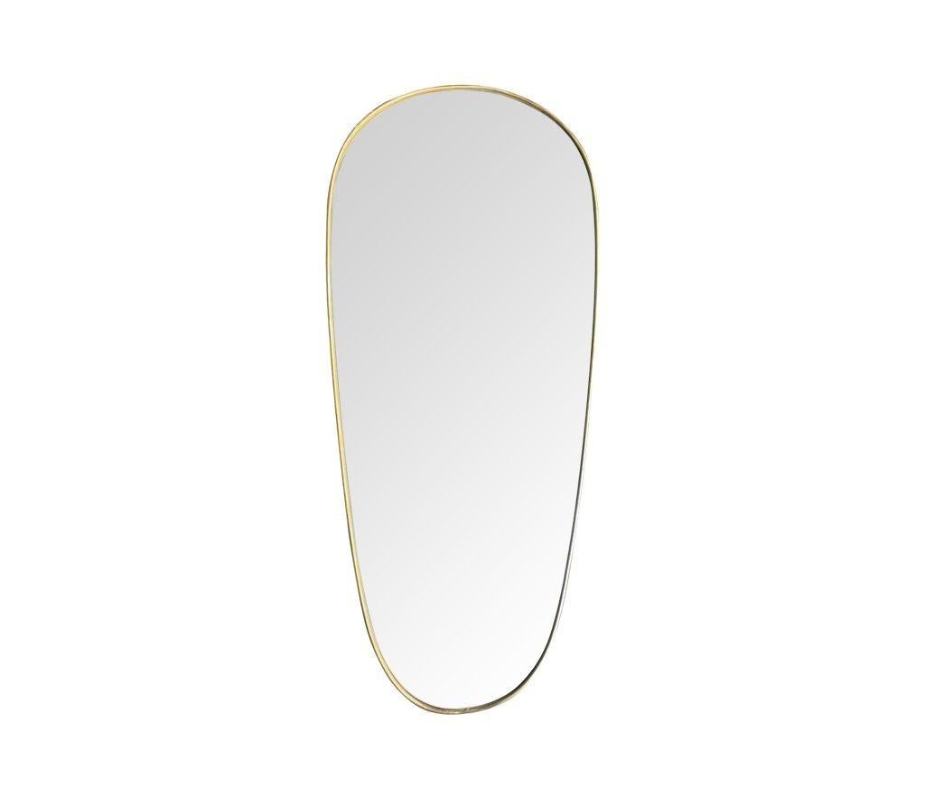 Large Orignal 1960s Italian Shield Mirror with Lovely Oval Shaped Brass Frame 2