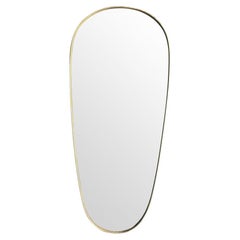 Large Orignal 1960s Italian Shield Mirror with Lovely Oval Shaped Brass Frame