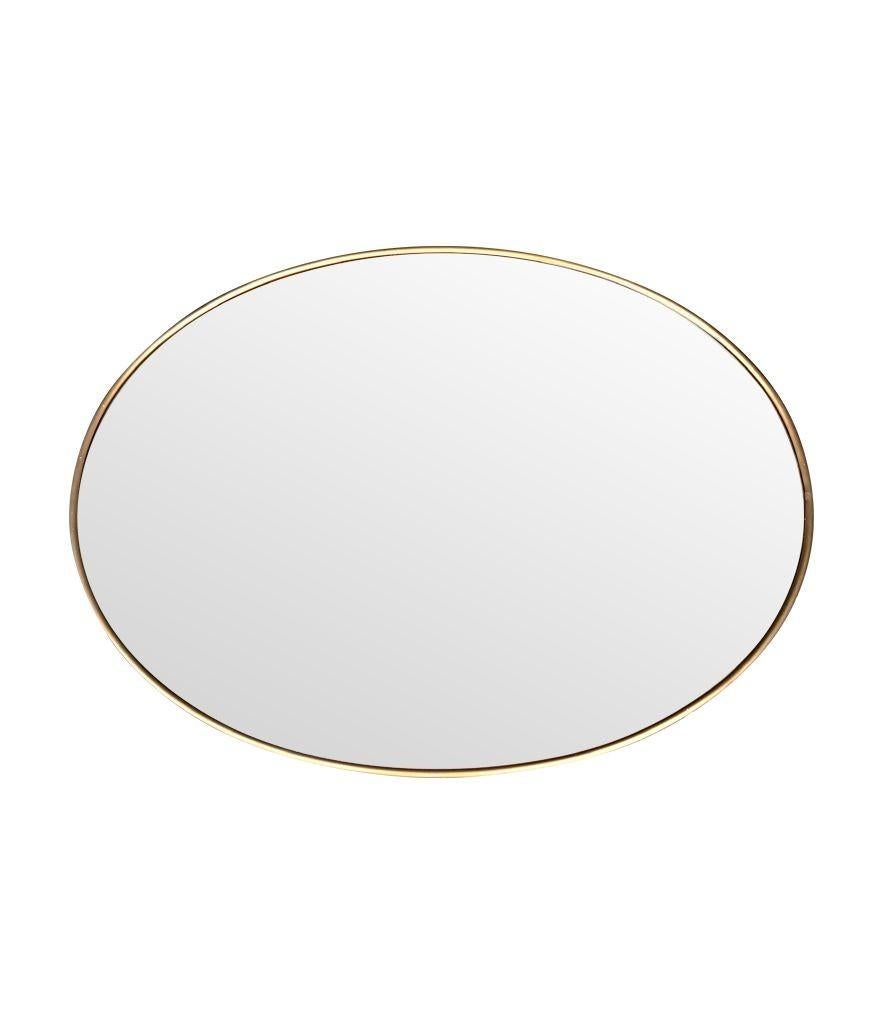 A large orignal Italian 1960s oval brass framed mirror For Sale 6
