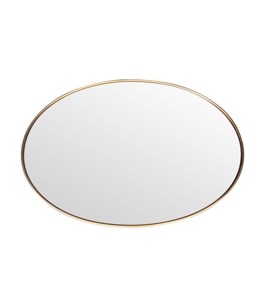 A large orignal Italian 1960s oval brass framed mirror In Good Condition For Sale In London, GB