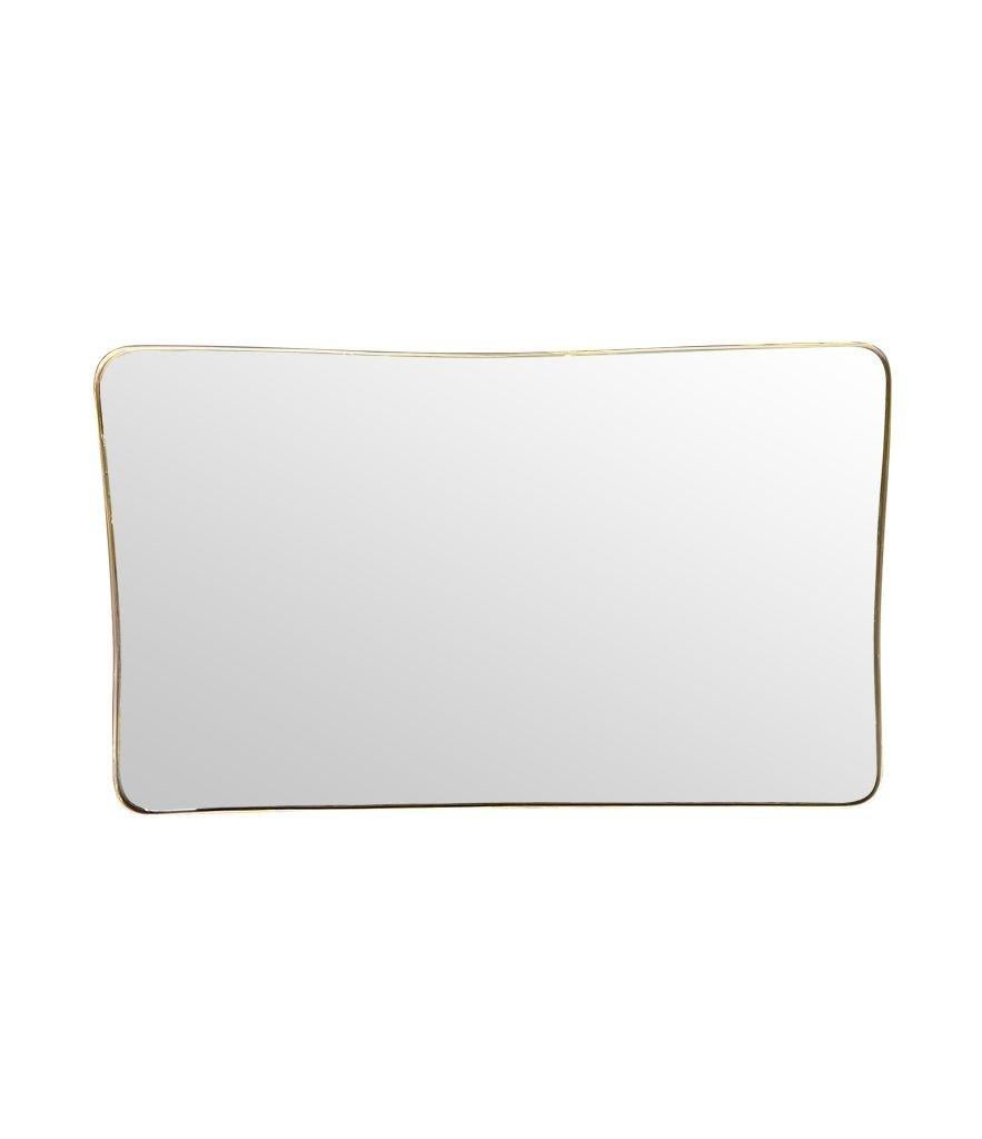 A large orignal Italian landscape 1950s brass framed mirror with orignal plate 1