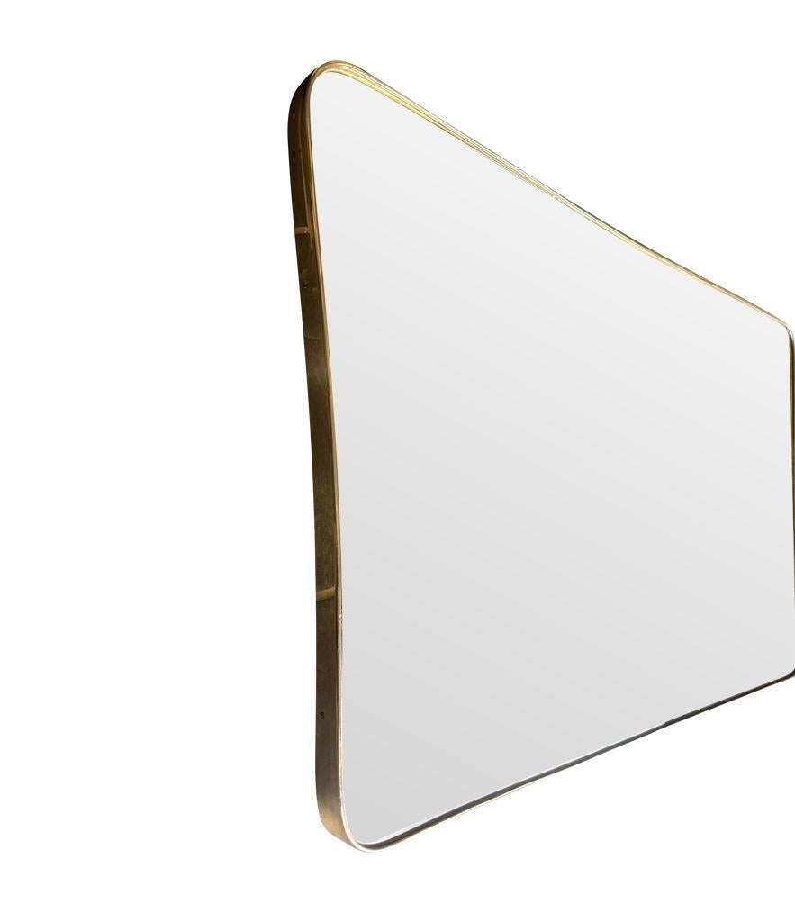 A large orignal Italian landscape 1950s brass framed mirror with orignal plate 2