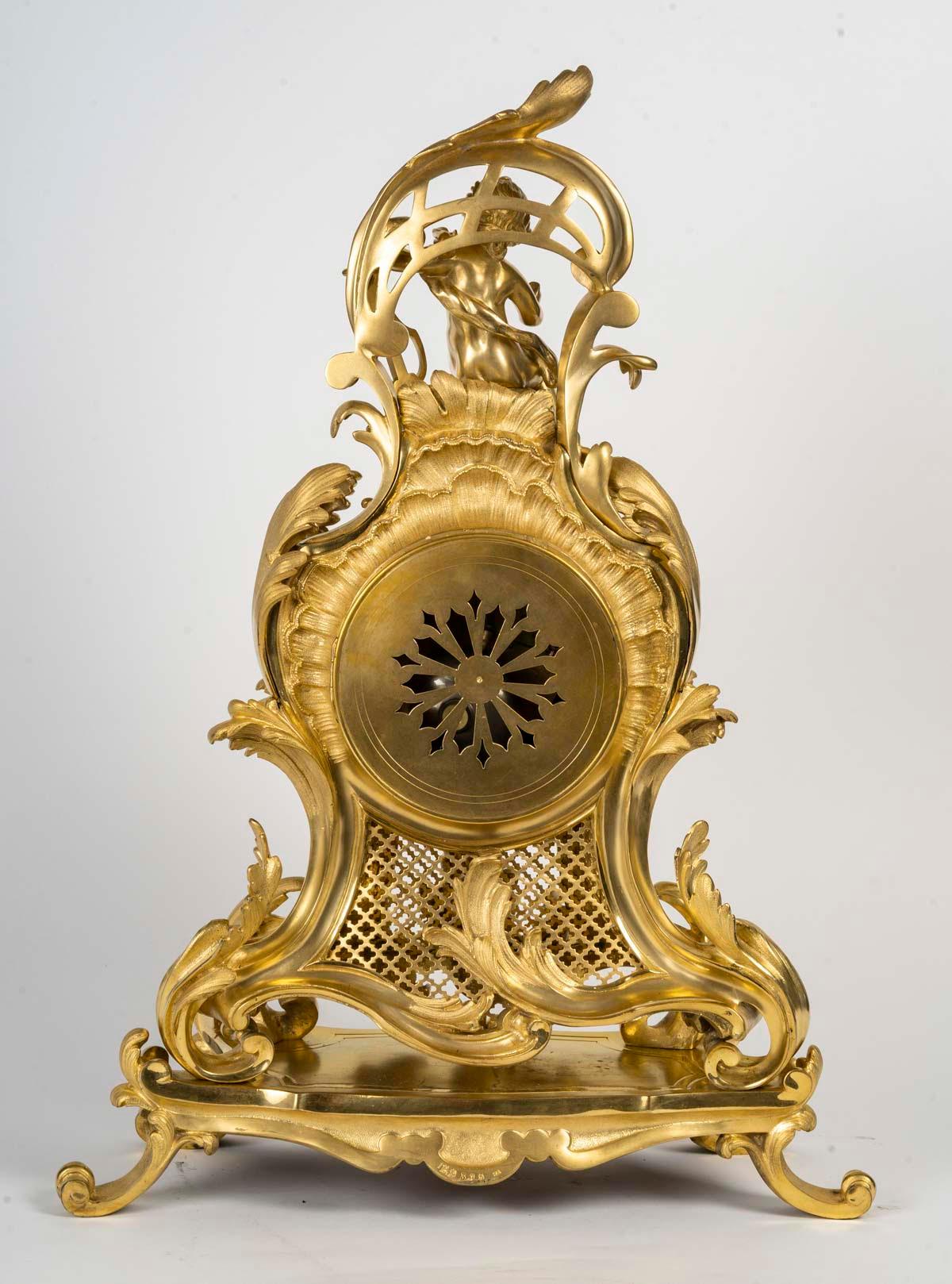 Bronze A Large Ormolu and Chased Cartel Clock in the Louis XV Style, 19th Century. For Sale
