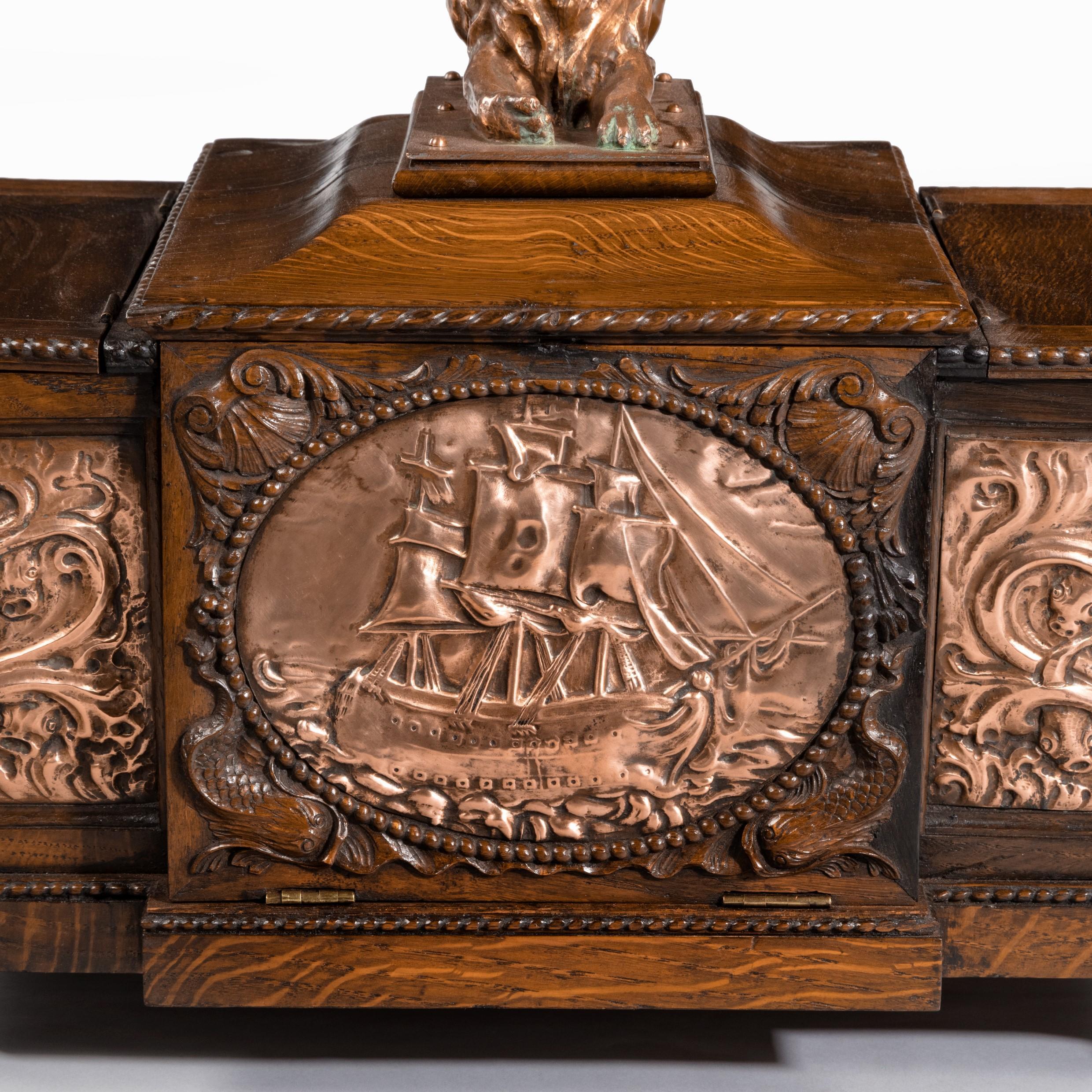 Large Ornamental Casket Made from the Oak and Copper of HMS Foudroyant In Good Condition In Lymington, Hampshire
