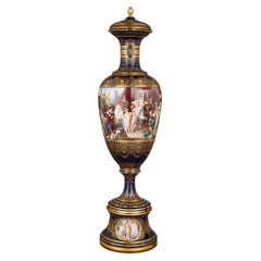 Large Ornamental Viennese Gilt Porcelain Vase of Charles v, After Hans Makart