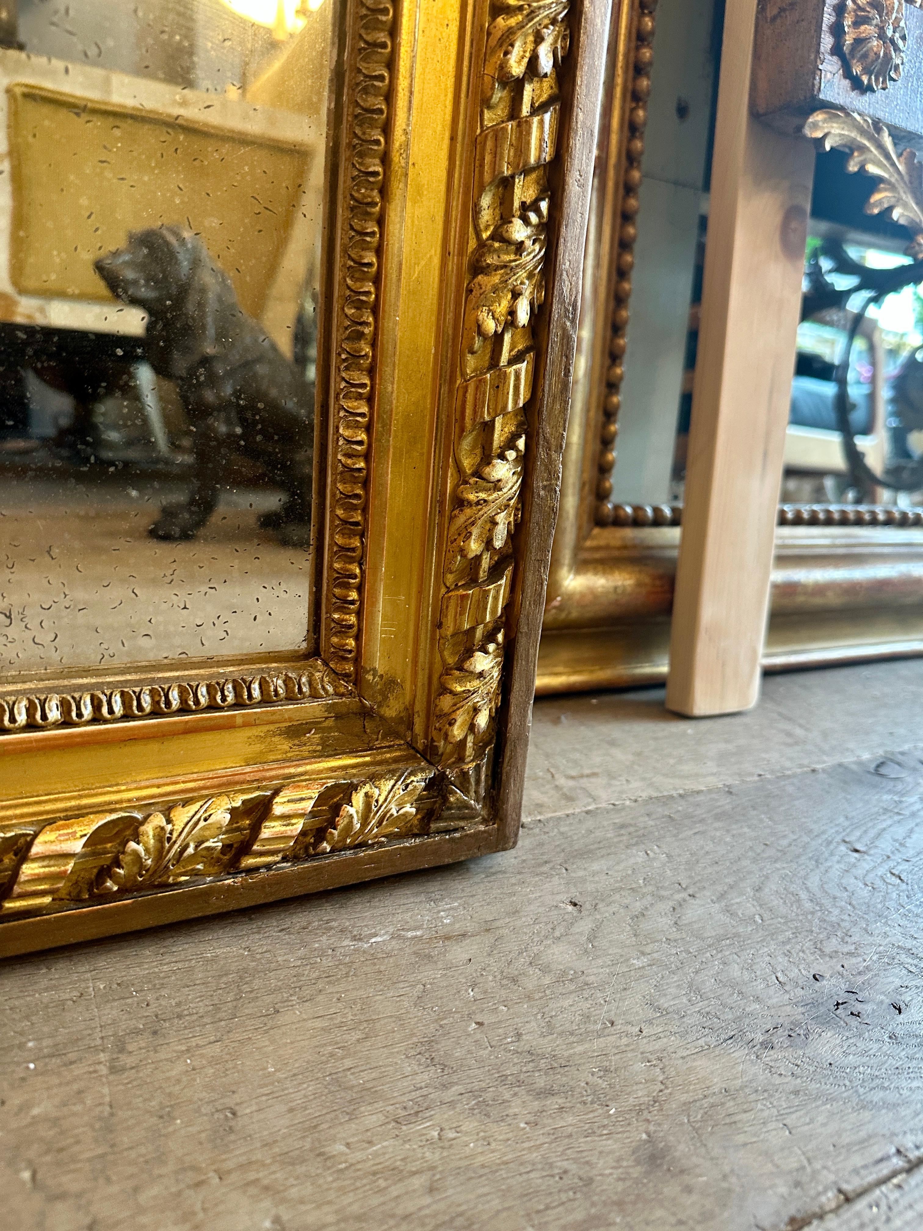 A Large Ornate French Overmantel Gold Gilt Louis XVI Style Mirror For Sale 5
