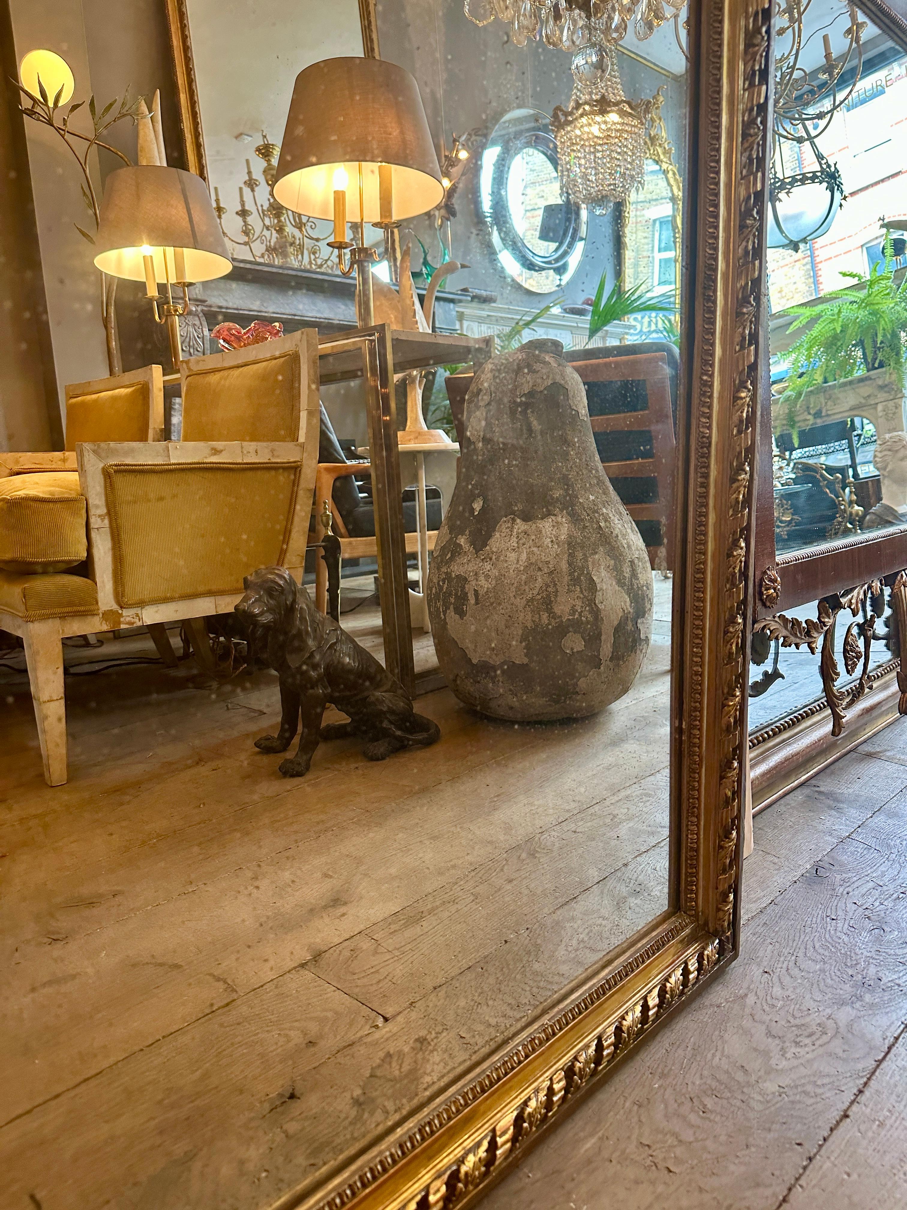 A Large Ornate French Overmantel Gold Gilt Louis XVI Style Mirror For Sale 4