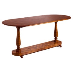 Ein großer ovaler Serviertisch, künstlerische Chiavari-Handwerkskunst, Italien, 1940er Jahre