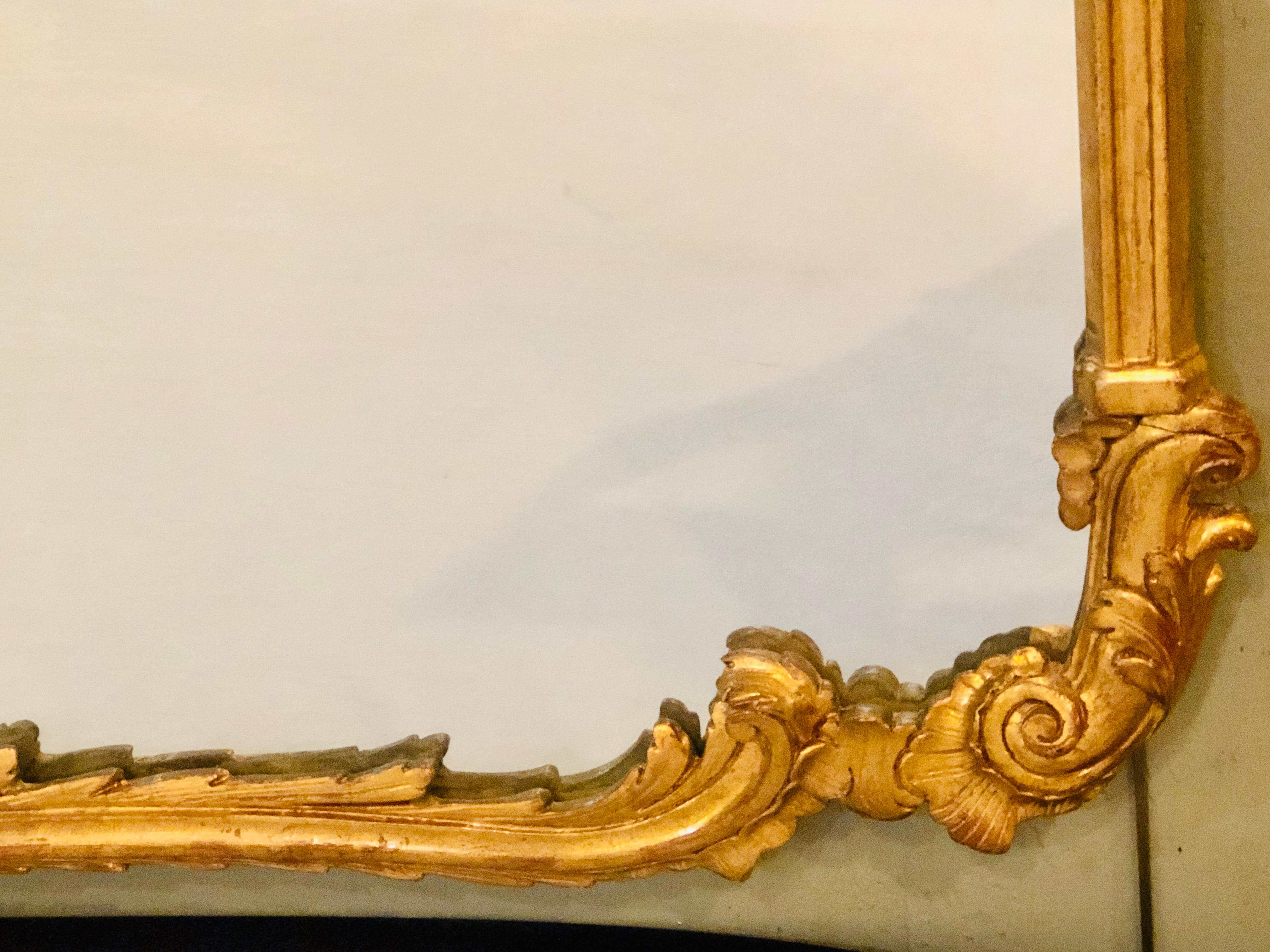 Large over the Mantel Sideboard or Console Mirror in a Carved Giltwood Frame 1