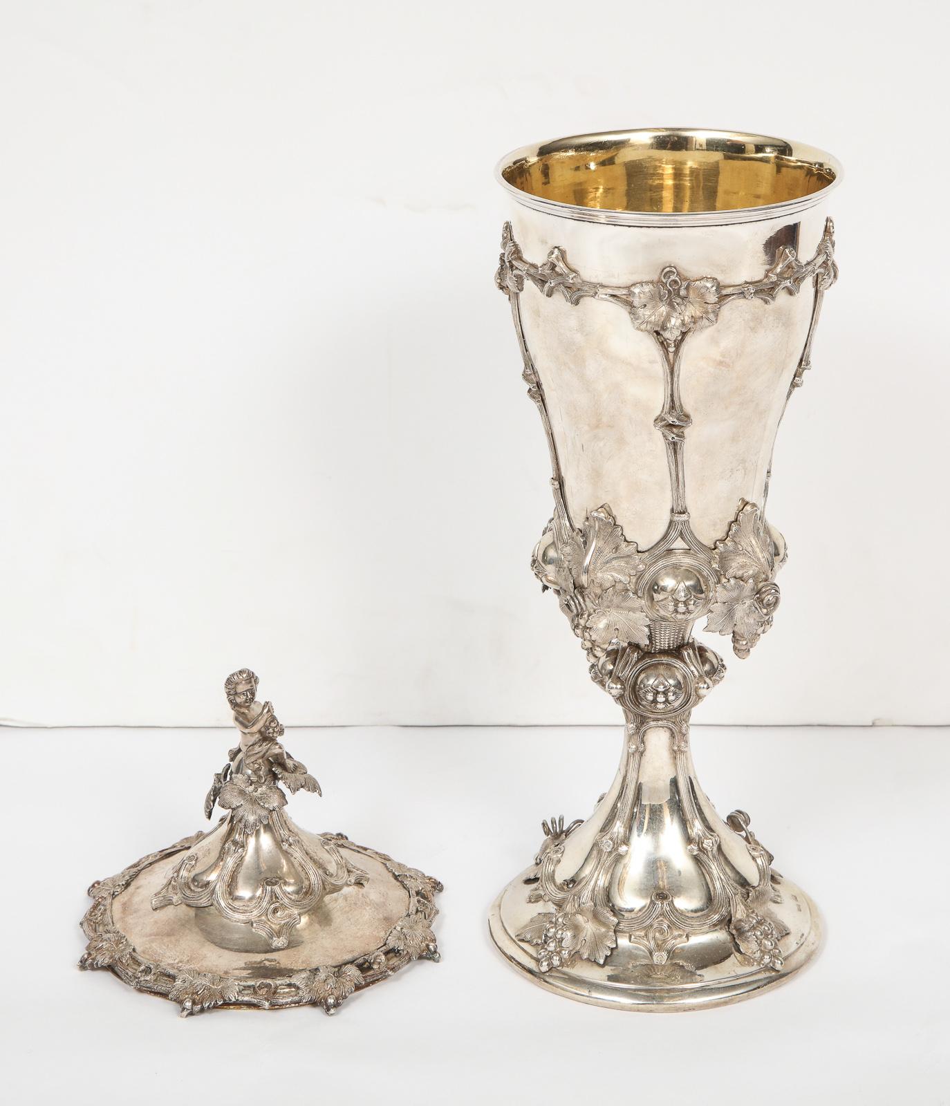 Large Oversized German Silver Goblet Cup with Cover 10