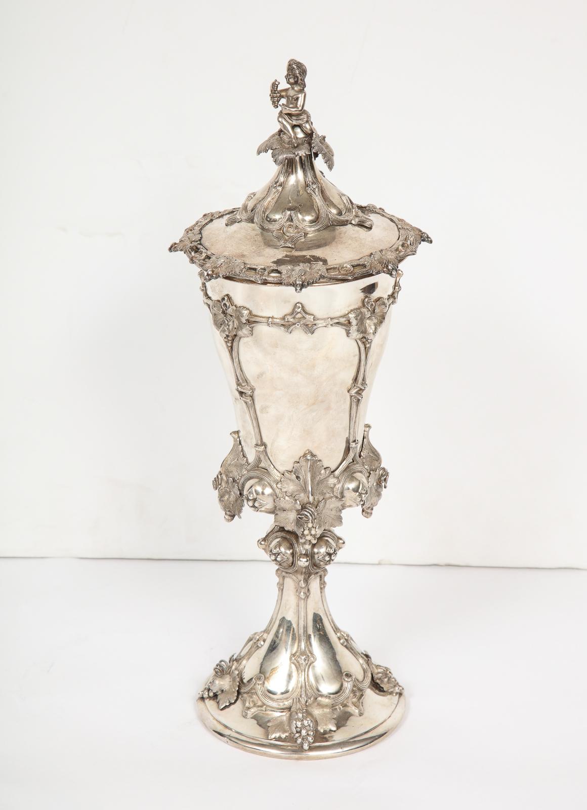 Large Oversized German Silver Goblet Cup with Cover 13