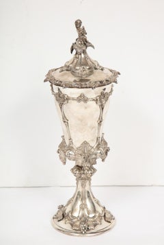 Large Oversized German Silver Goblet Cup with Cover