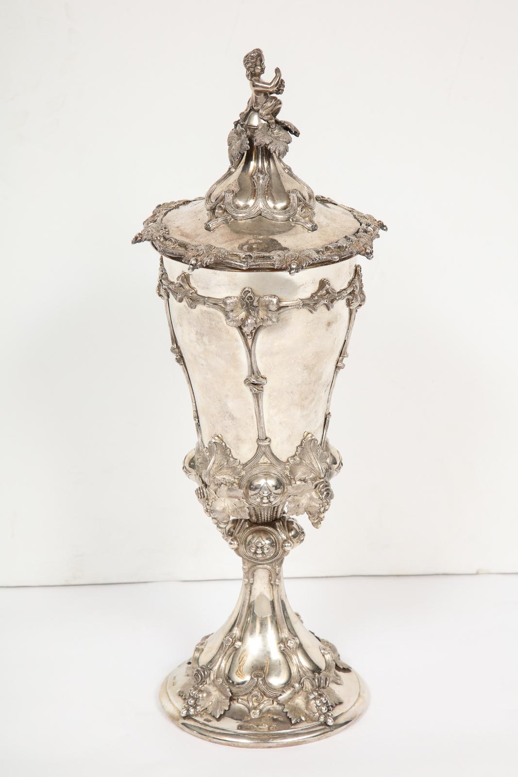 Large Oversized German Silver Goblet Cup with Cover 1