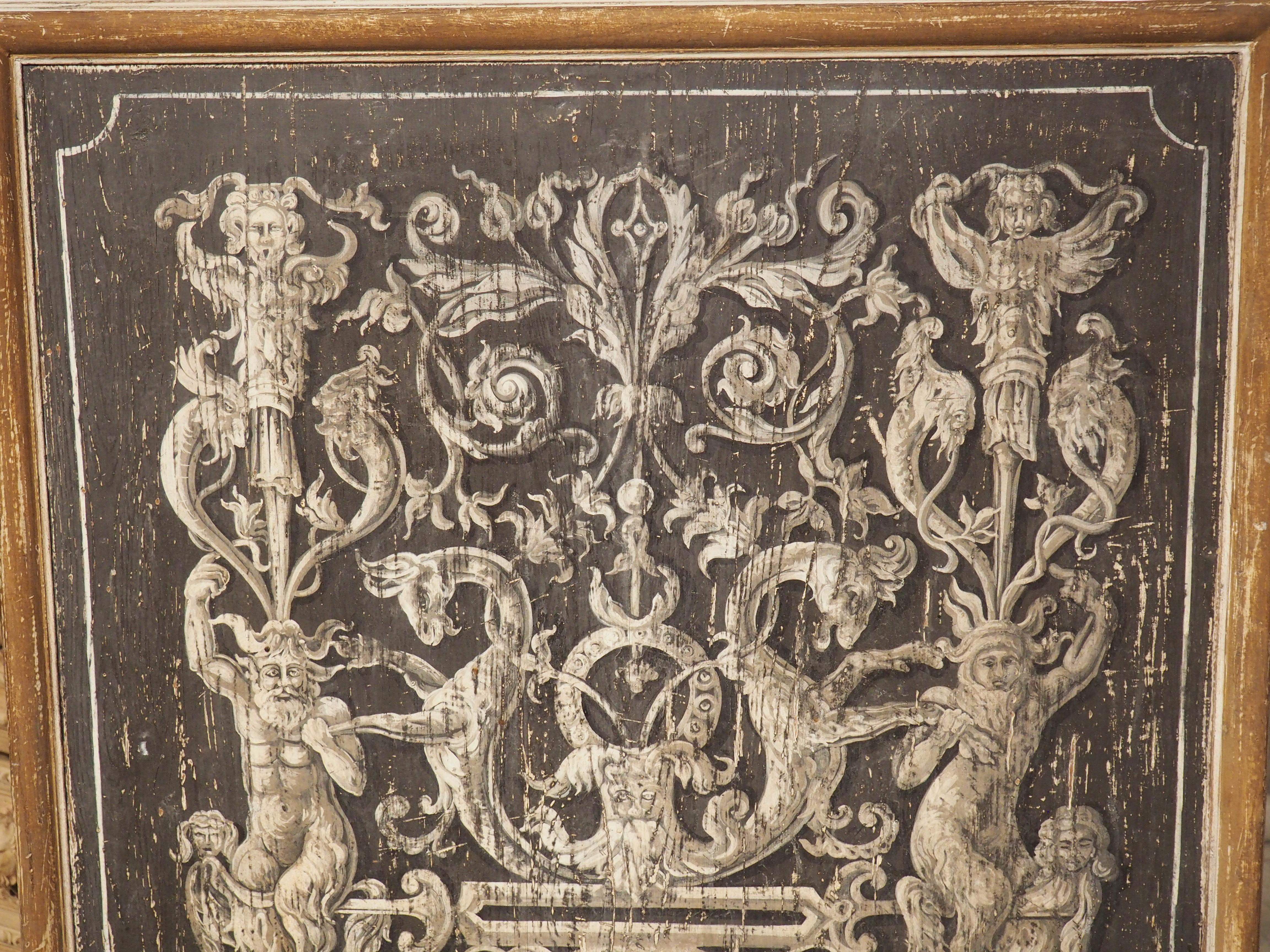 Große, bemalte Tafel im neoklassischen Stil aus Italien (Handbemalt) im Angebot
