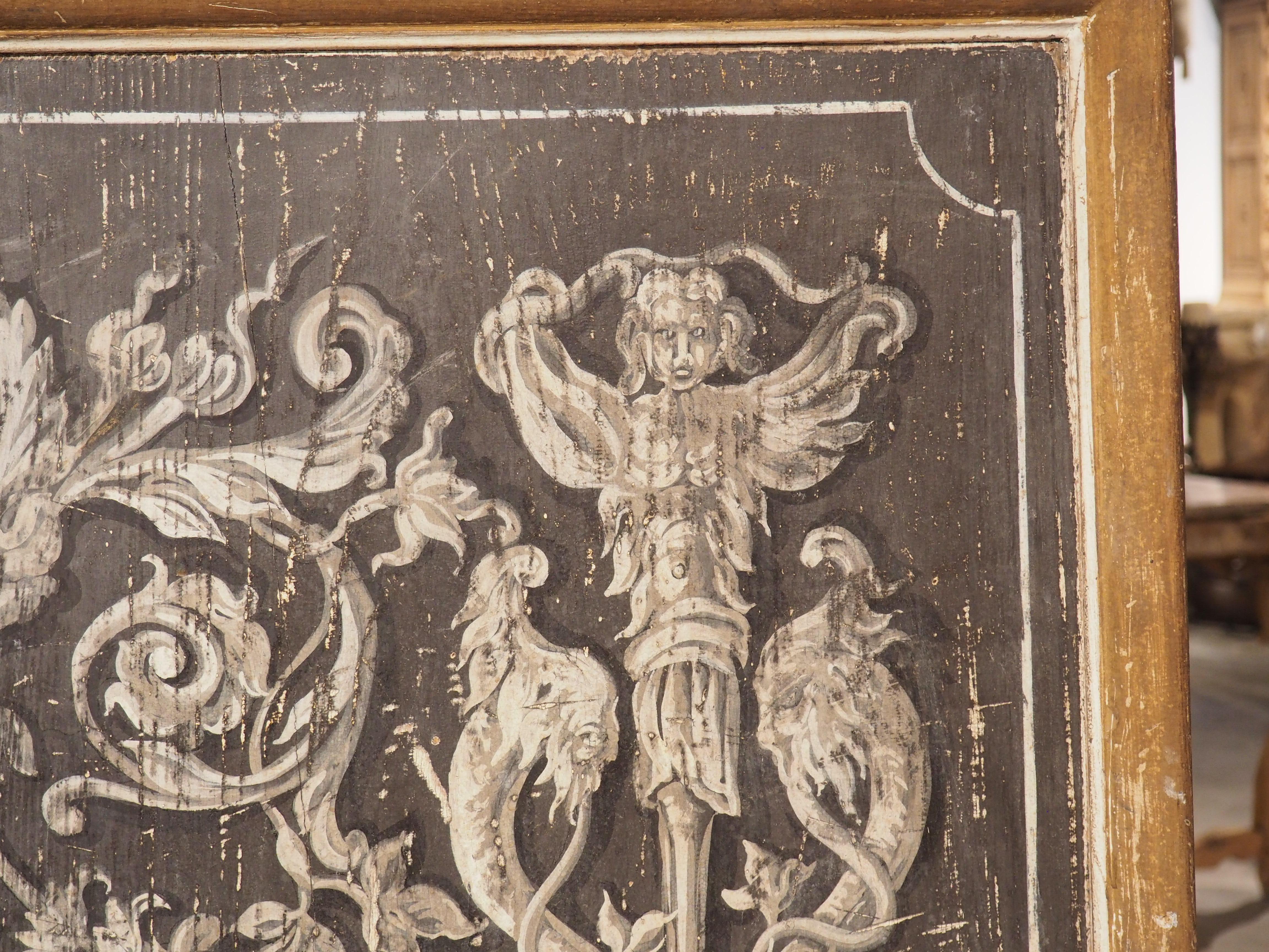 Legno Grande pannello dipinto in stile neoclassico proveniente dall'Italia in vendita
