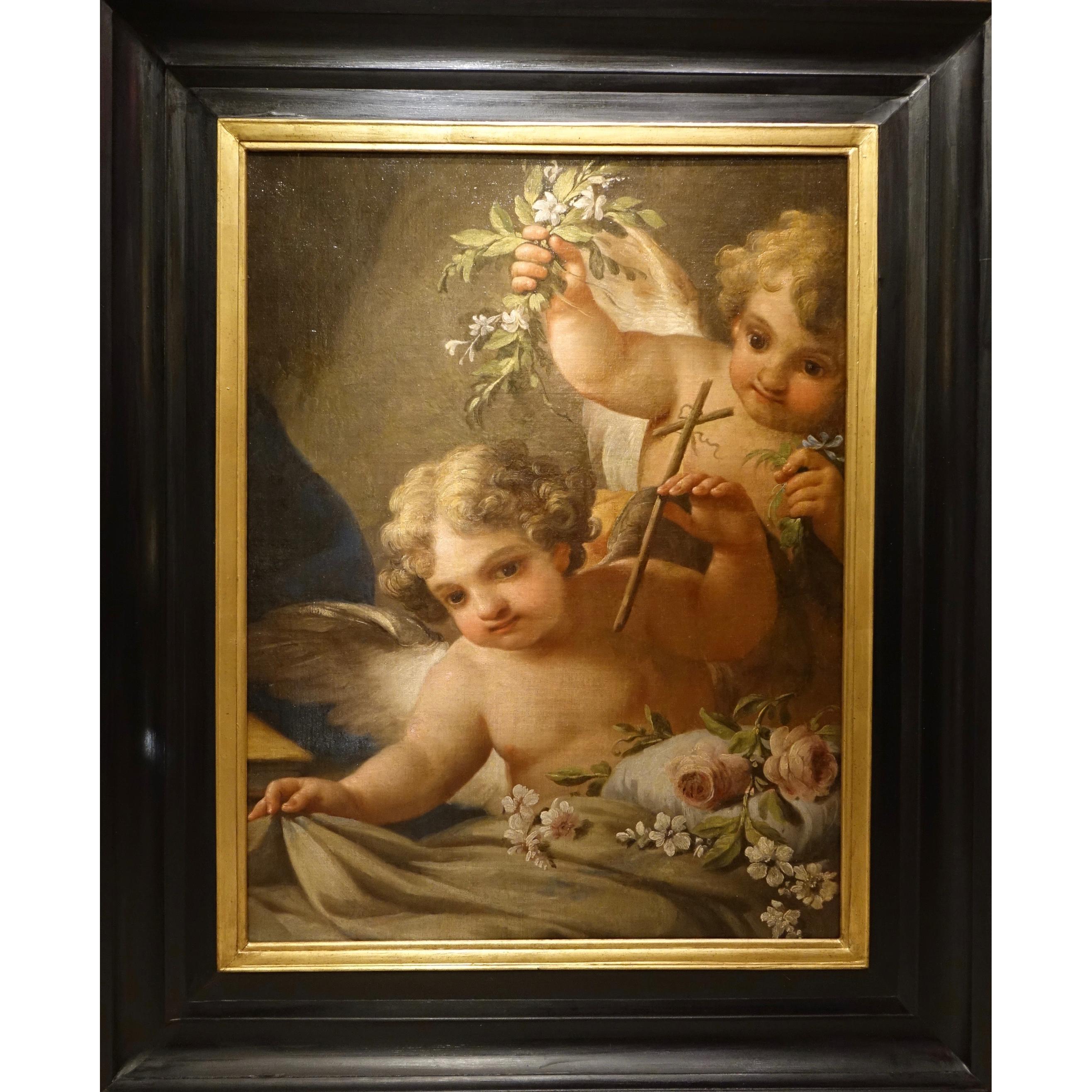  A  Large Painting Representing Two Angels, Venitian School Italy, 18th Century