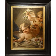  A  Large Painting Representing Two Angels, Venitian School Italy, 18th Century