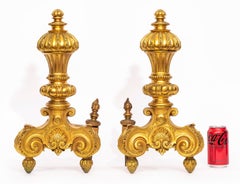 A Large Pair of 19th C. Louis XVI Style Ormolu Chenets/Andirons