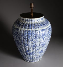 Large Pair of 19th Century Blue and White Delft Vases as Table Lamps