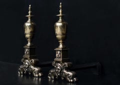 Large Pair of 19th Century Brass Firedogs