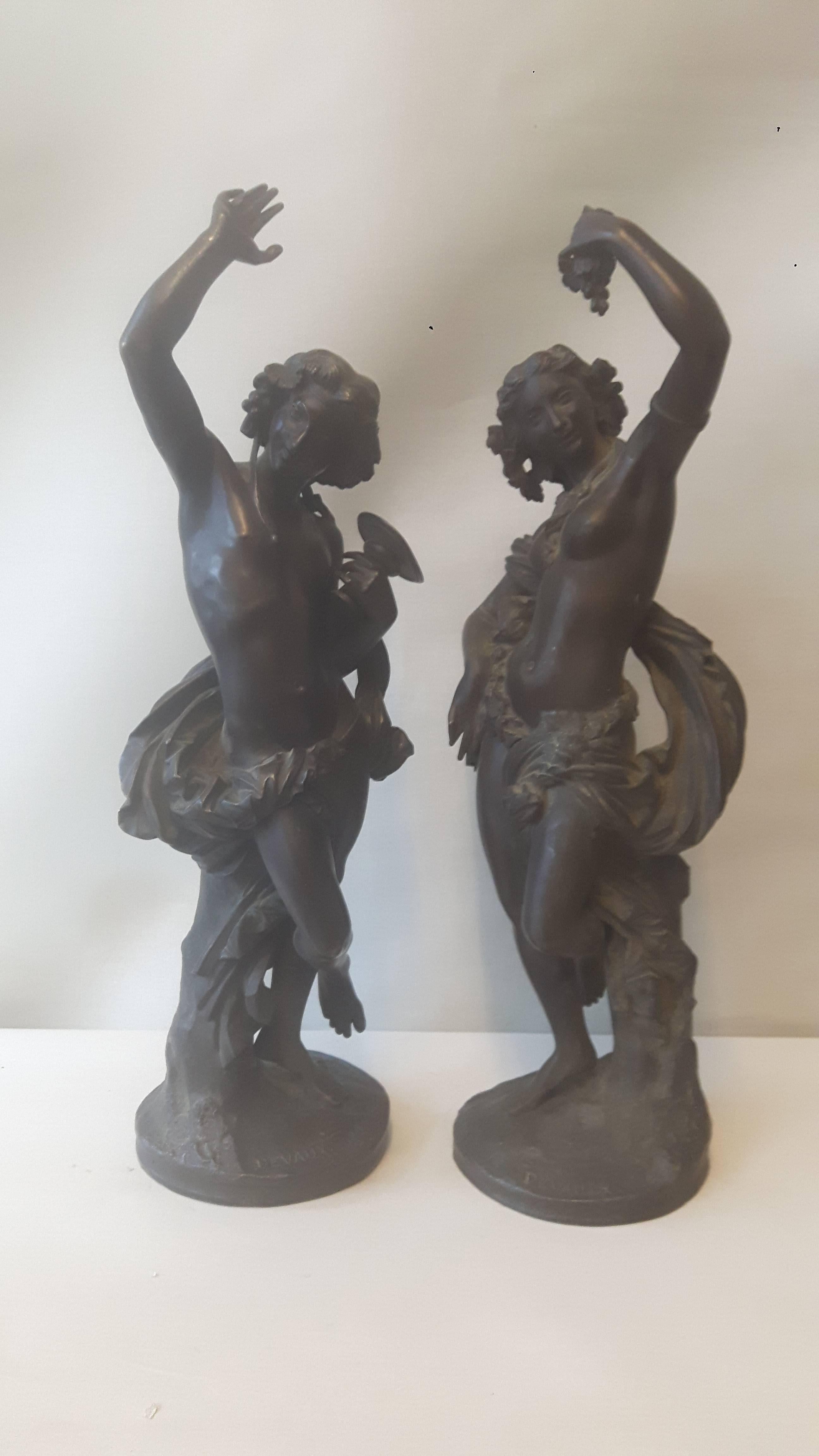 Large Pair of 19th Century Bronze Figures For Sale 1