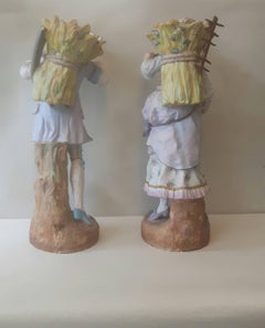 Large Pair of 19th Century French Bisque Figures