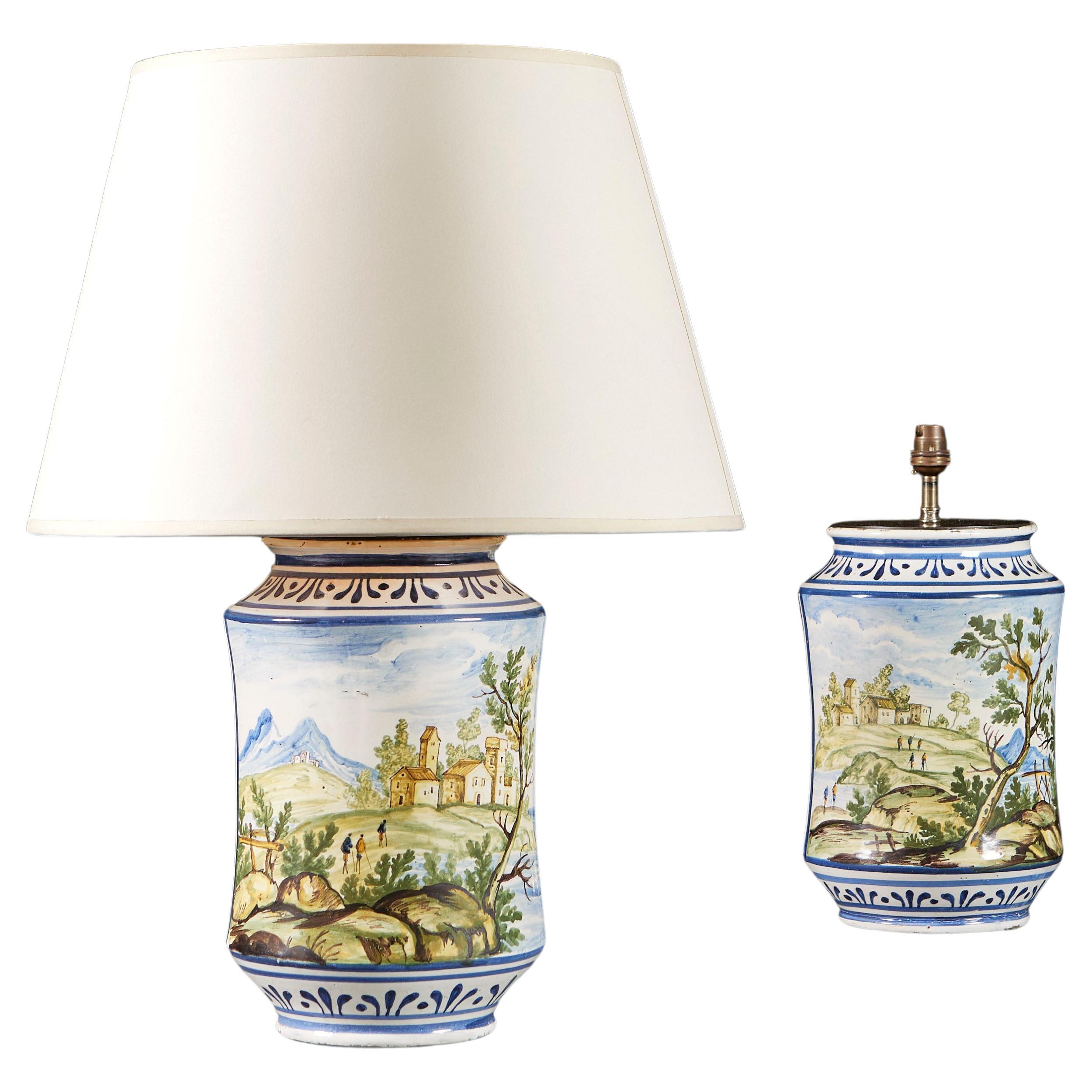 A Large Pair of 19th Century Italian Abarello Vases as Lamps