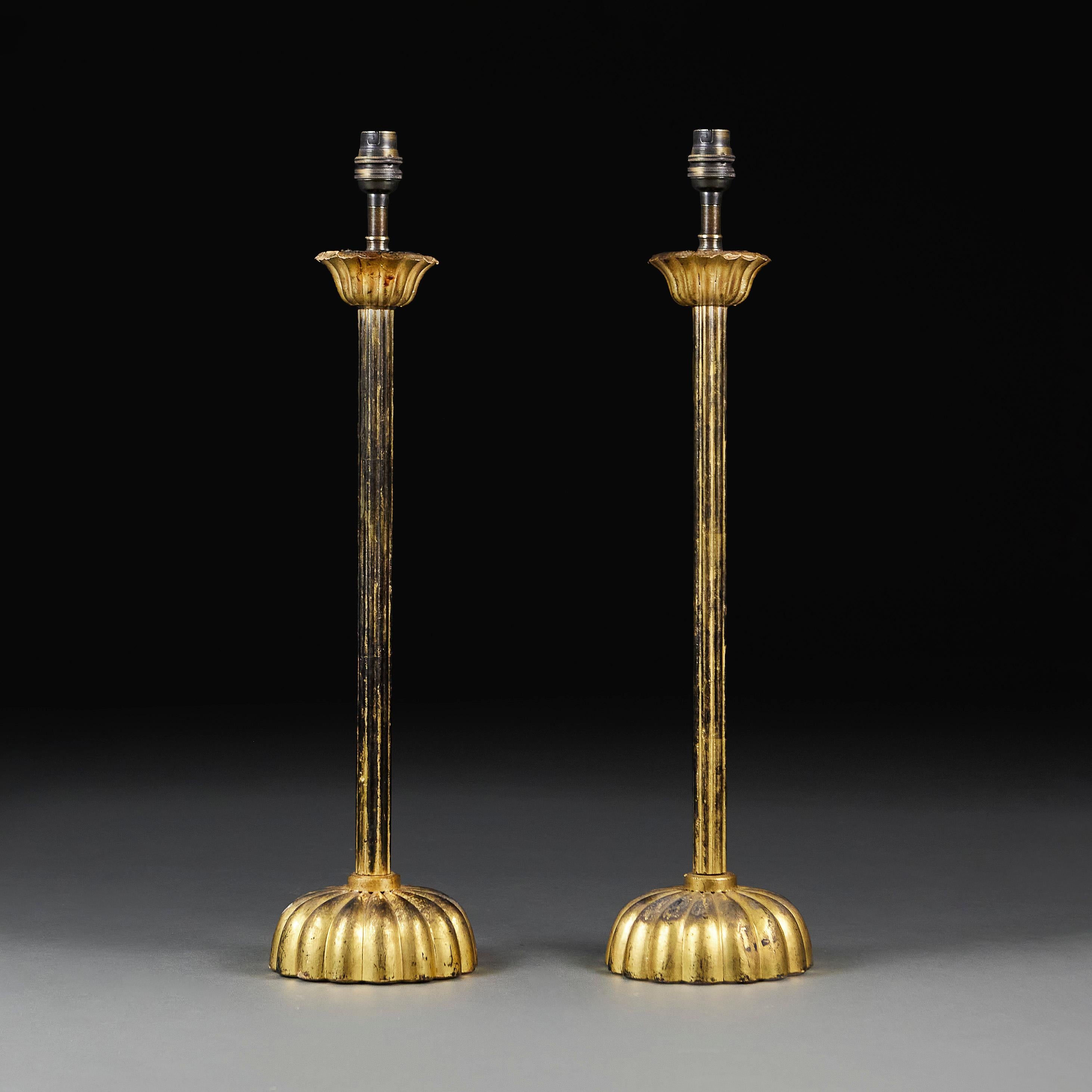A Large Pair Of 19th Century Japanese Candlestick Lamps In Good Condition For Sale In London, GB