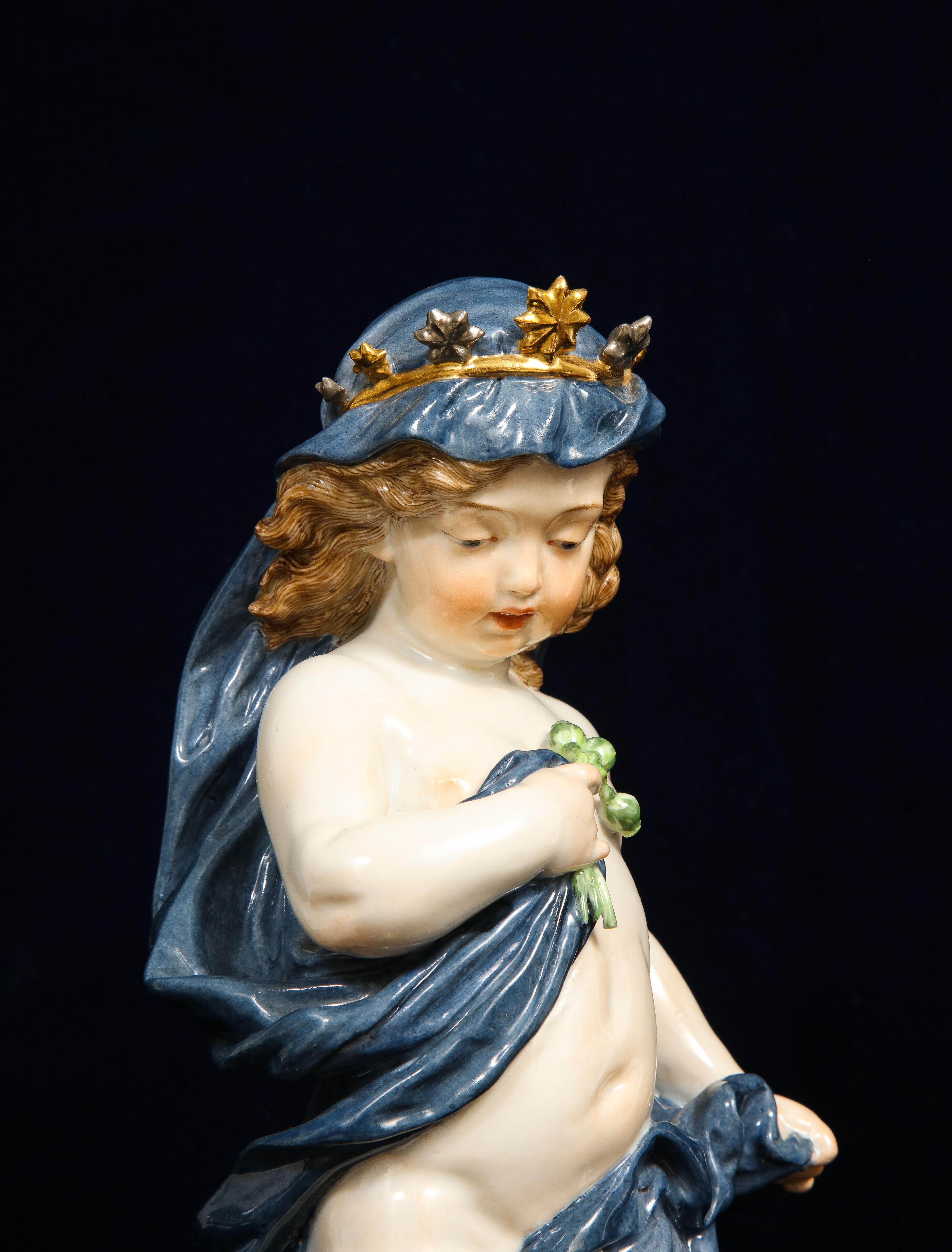 Fin du XIXe siècle Grande paire de figurines de Putti en porcelaine de Meissen du 19e siècle 