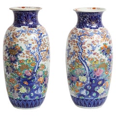 A Large Pair of 19th Century Meji Period Japanese Imari Porcelain Vases