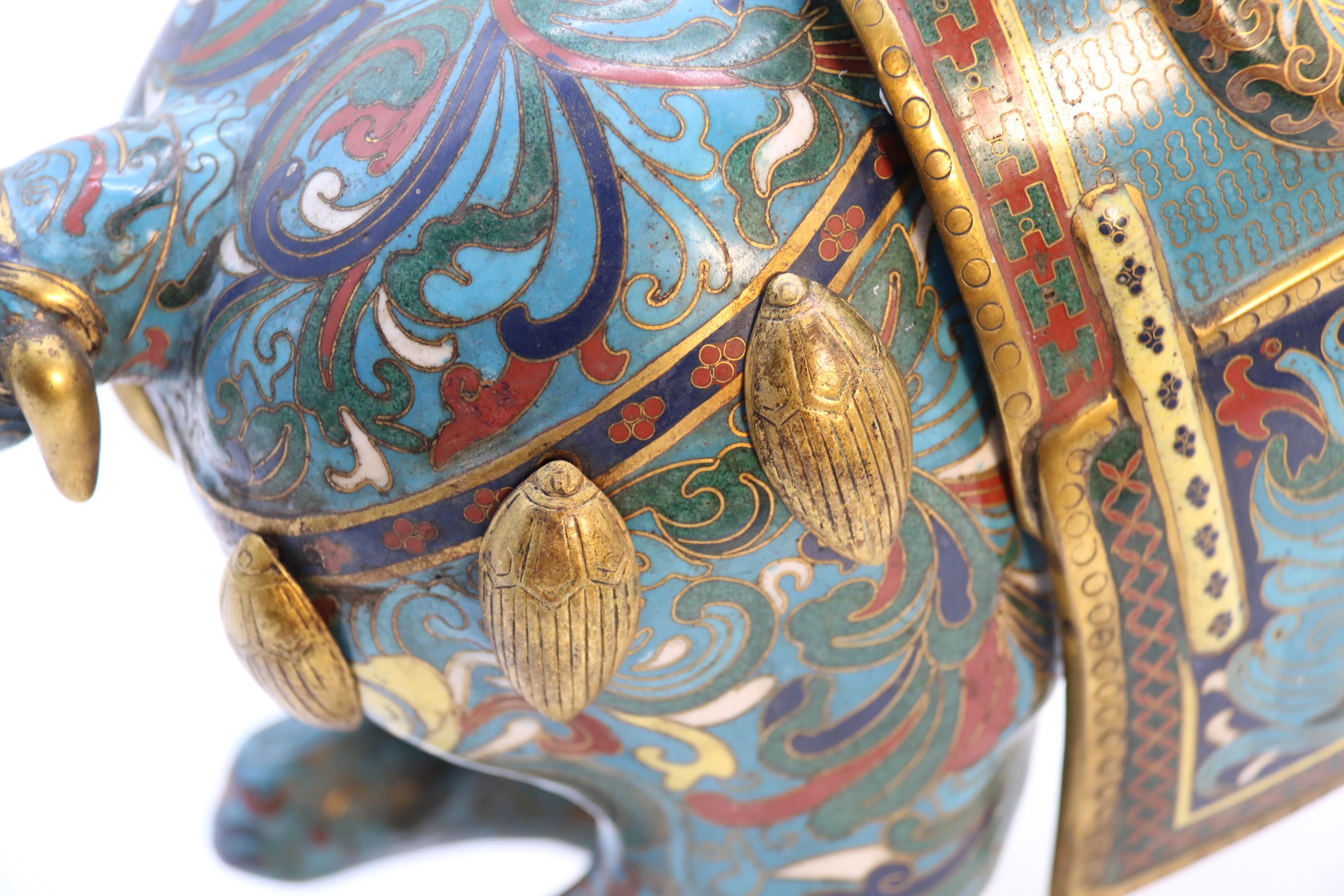 A large pair of antique Chinese archaic style cloisonne horses circa 1910 5