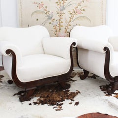 Large Pair of Antique Regency Style Armchairs
