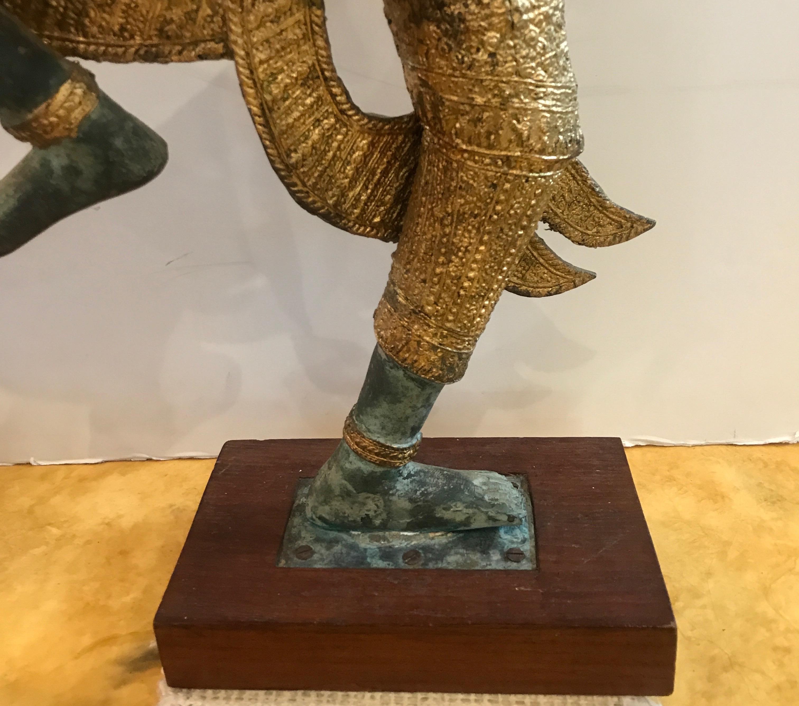 Large Pair of Antique Thai Bronze Sculptures of an Archer and a Dancer 3