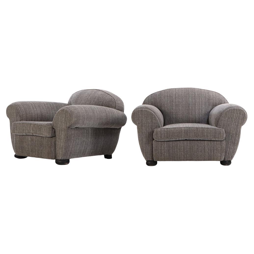A Large Pair of Art Deco Upholstered Club Chairs.