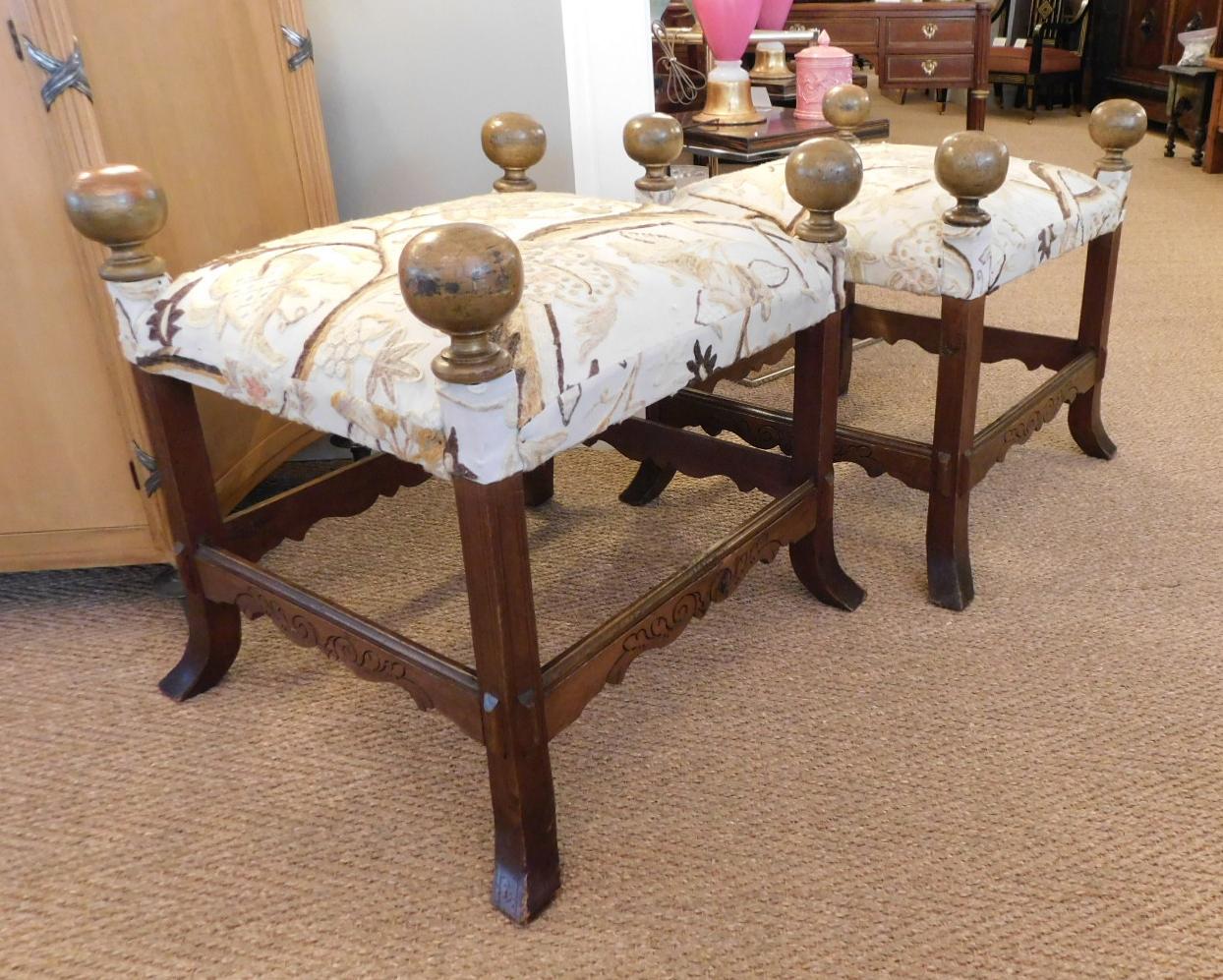 A Large Pair of Arts and Crafts Style Square Stools In Good Condition In San Francisco, CA