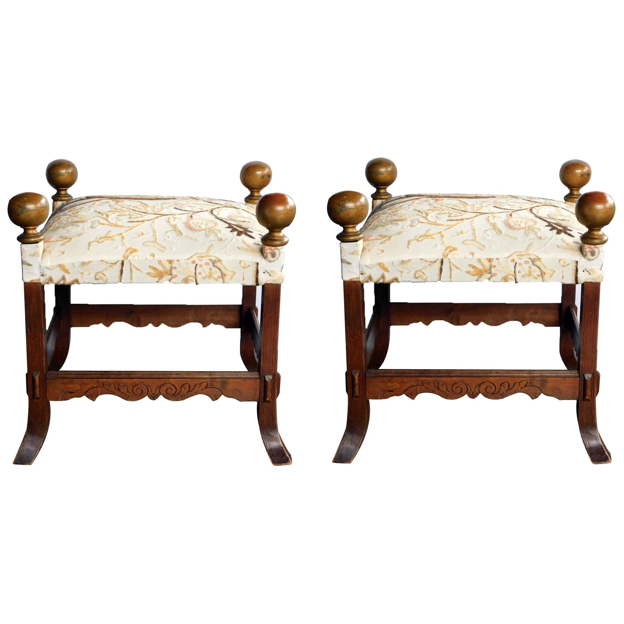 A Large Pair of Arts and Crafts Style Square Stools