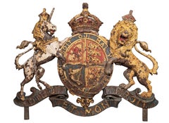 A Large Pair of Cast Iron Royal Coat of Arms, 19th Century