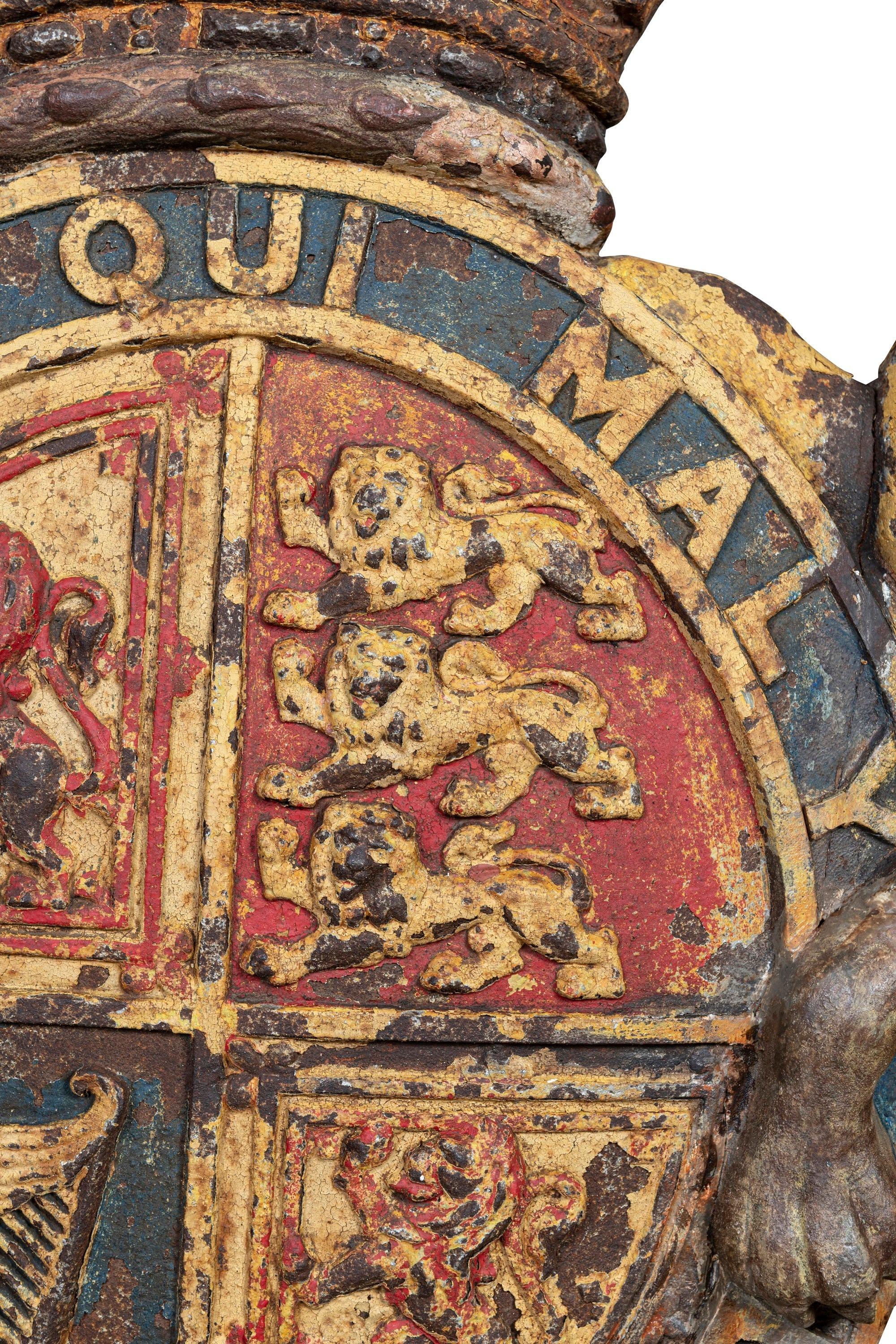 A Large Pair of Cast Iron Royal Coat of Arms, 19th Century For Sale 2