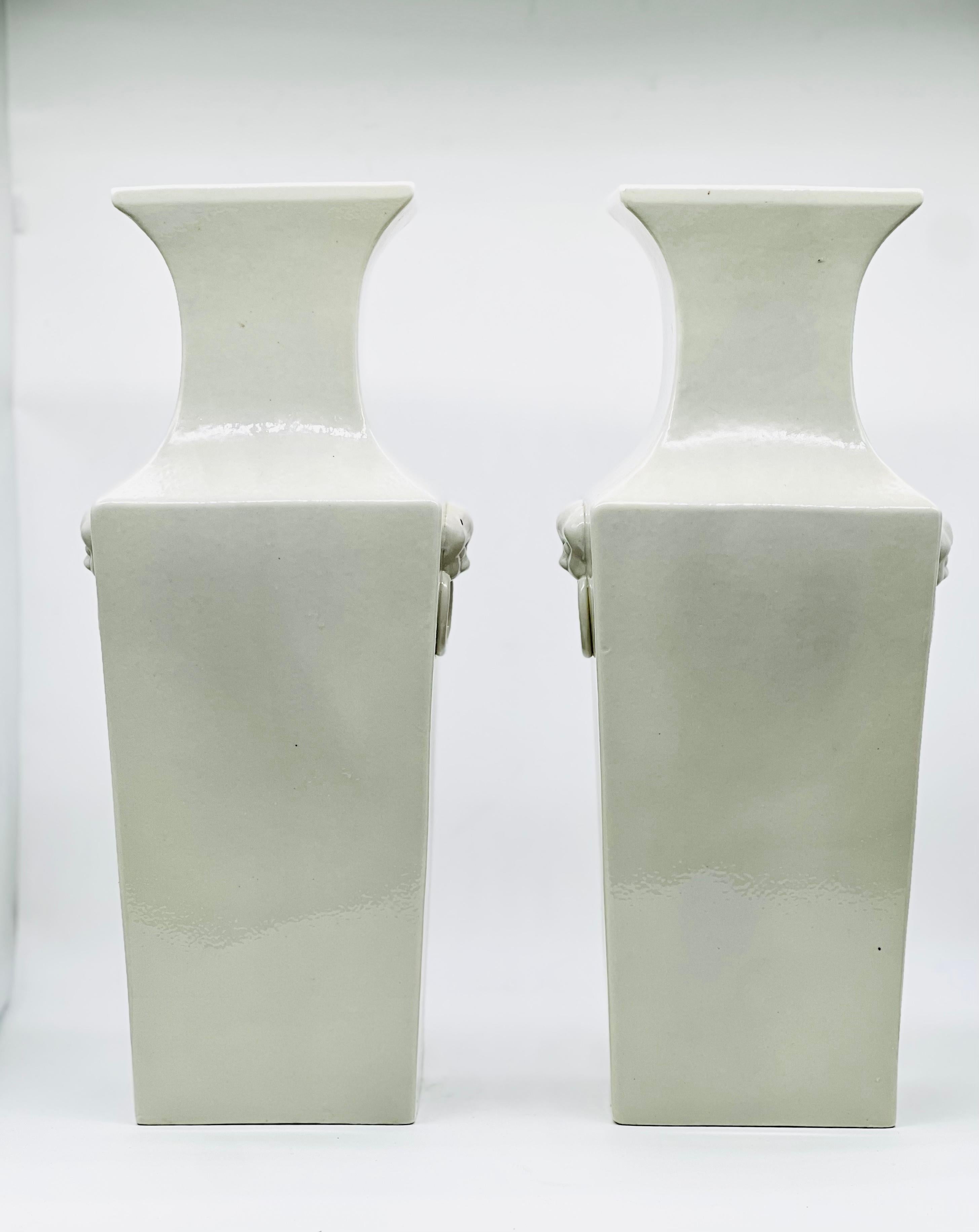 Large Pair of Chinese Blanc De Chine Vases, Republic Period, Early 20th C For Sale 9