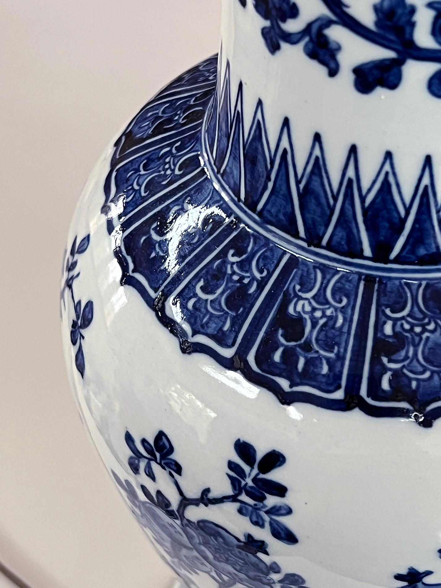 Chinese Export A Large Pair of Chinese Blue and White Baluster-form Vases now as Lamps For Sale