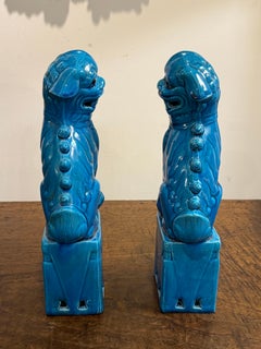 A Large Pair of Chinese Export Turquoise Foo Dogs, 20th Century