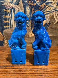 A Large Pair of Chinese Export Turquoise Foo Dogs, 20th century