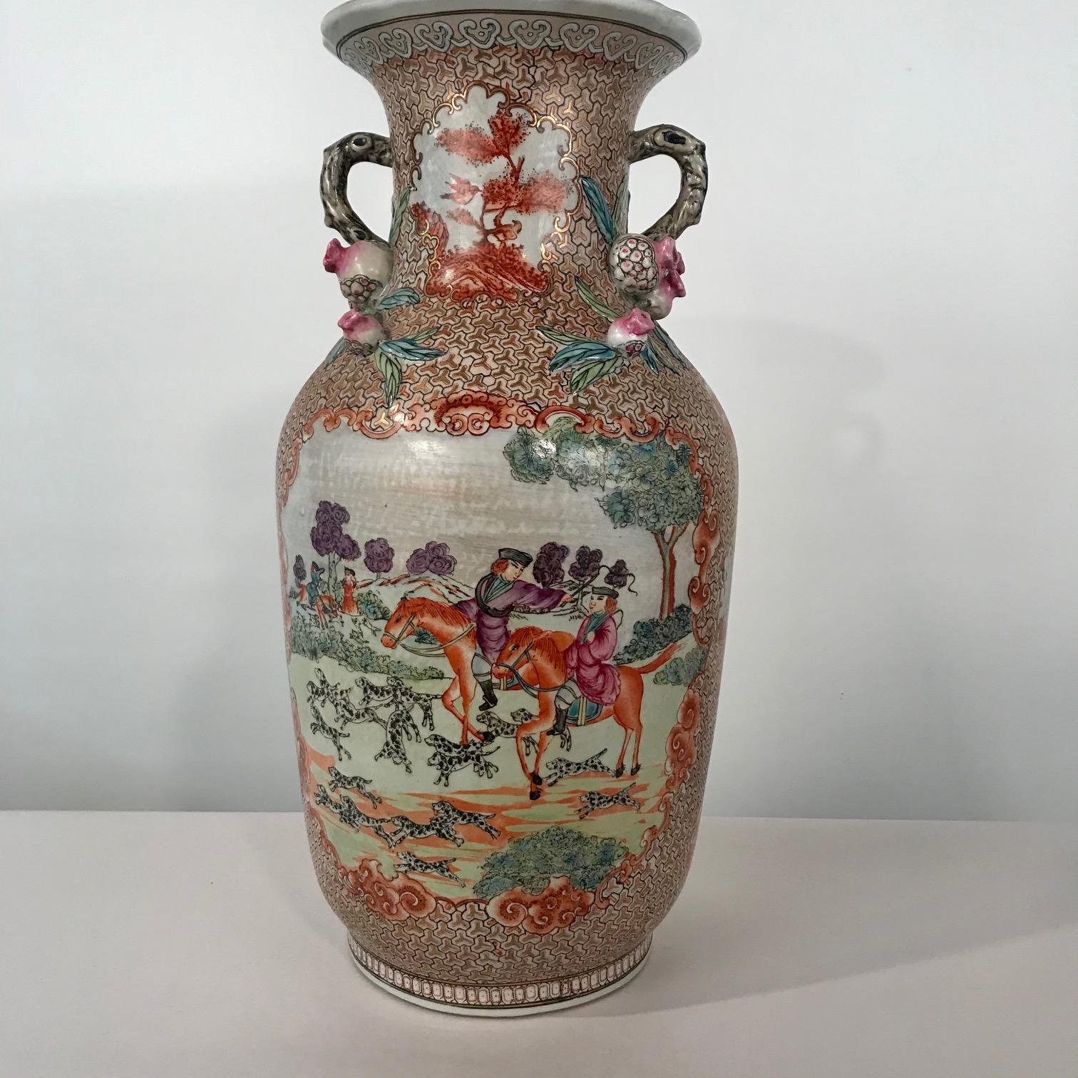 Large Pair of Chinese Export Vases in the Rockefeller Palette For Sale 7
