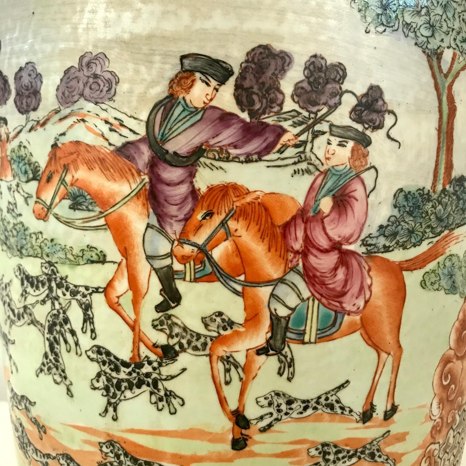 Grande paire de vases d'exportation chinois dans la palette Rockefeller en vente 7