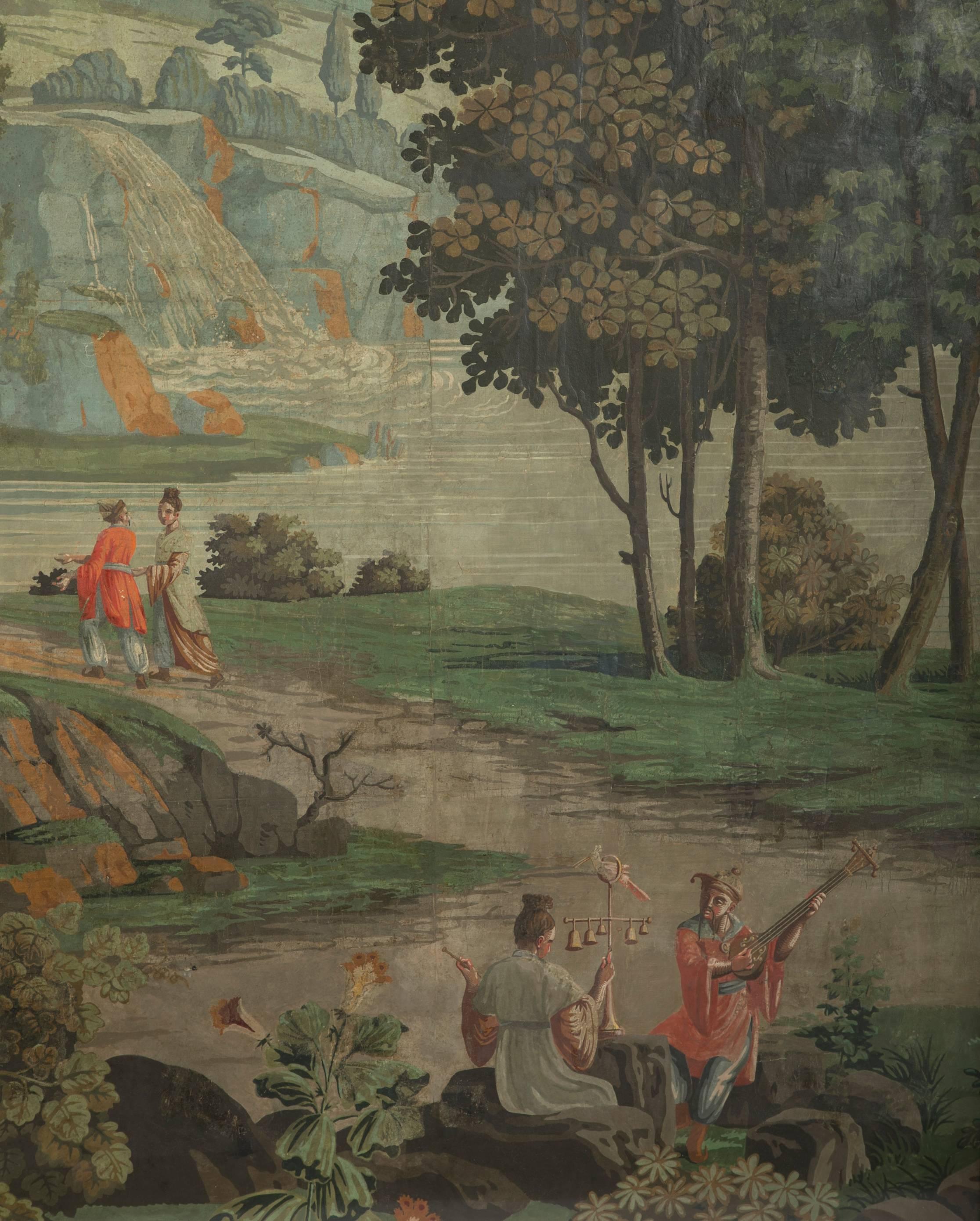 20th Century Large Pair of Chinoiserie Wallpaper Panels by Zuber