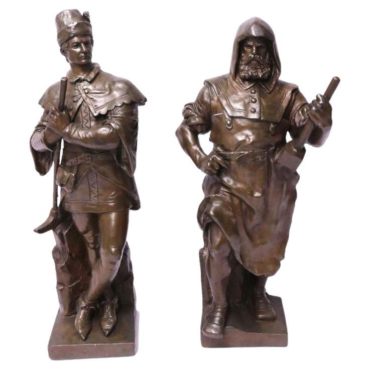 Large Pair of Electrotype Bronze Figures by Carl Dopmeyer, French, circa 1894 For Sale