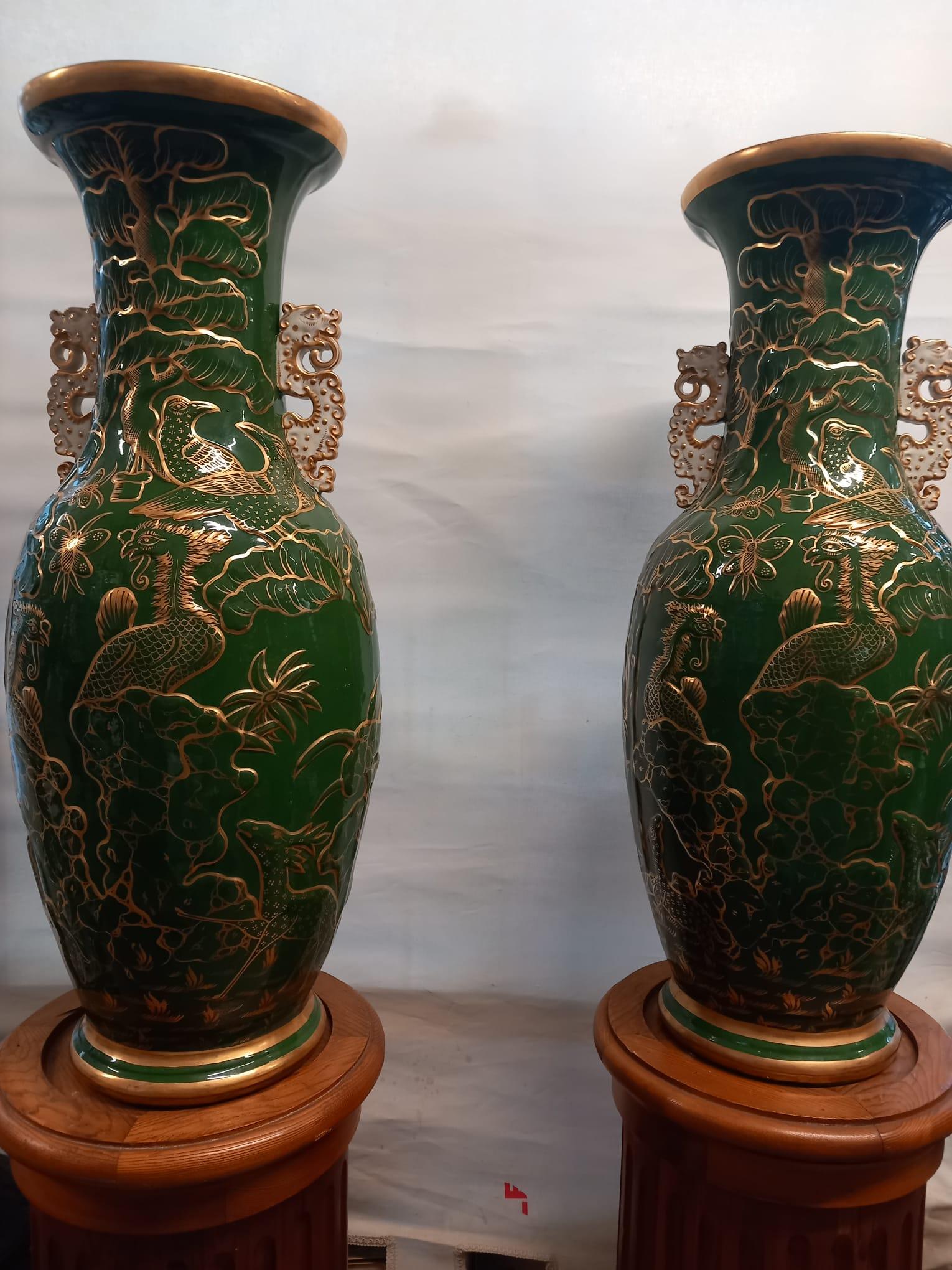 A large pair of English Ironstone Vases 4