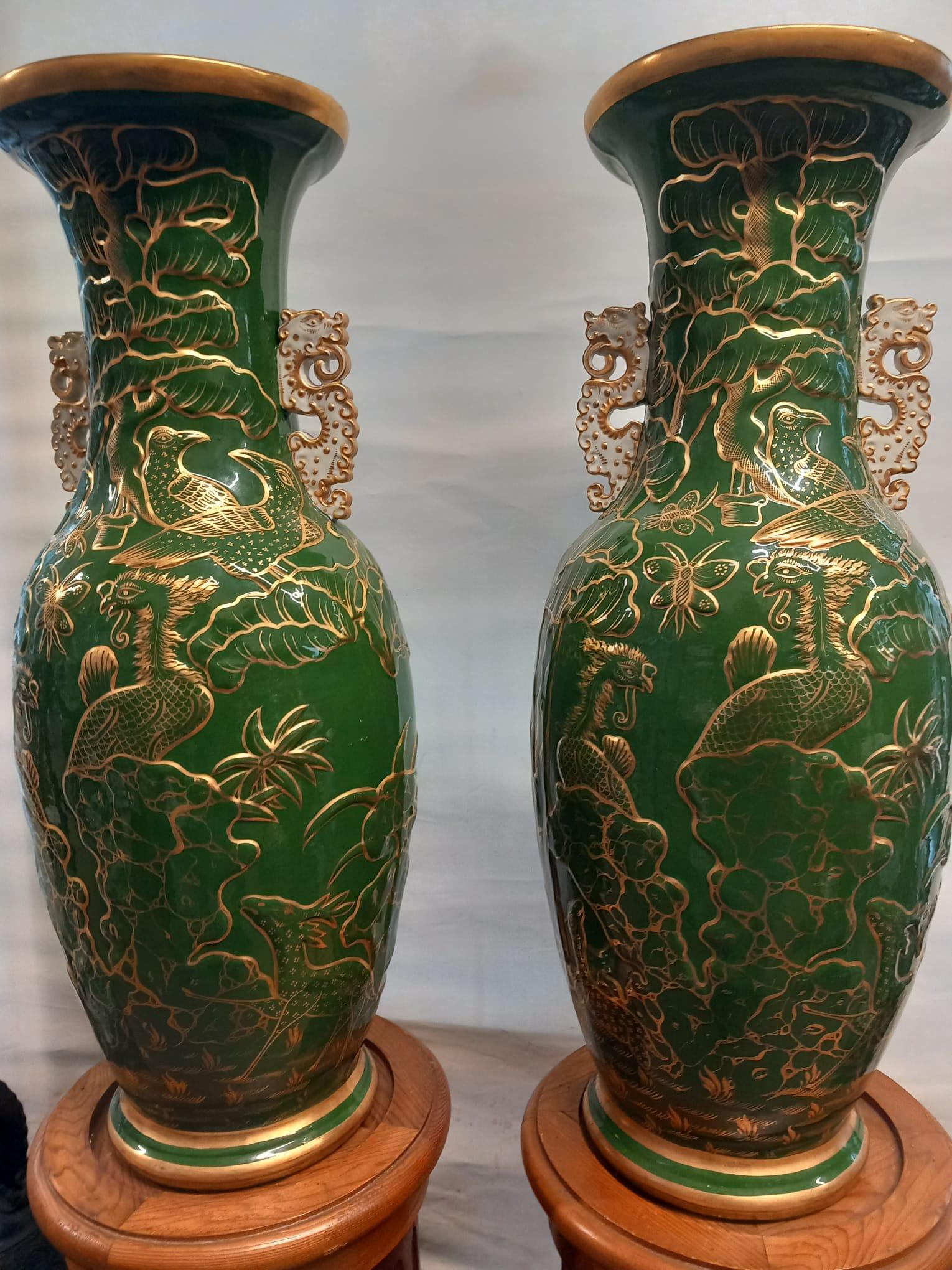 A large pair of English Ironstone Vases 1